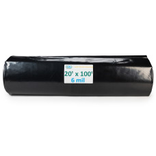 20' x 100' Black 6 mil Greenhouse Plastic Sheeting, LDPE Film Roll, 2000 sq. ft. Area